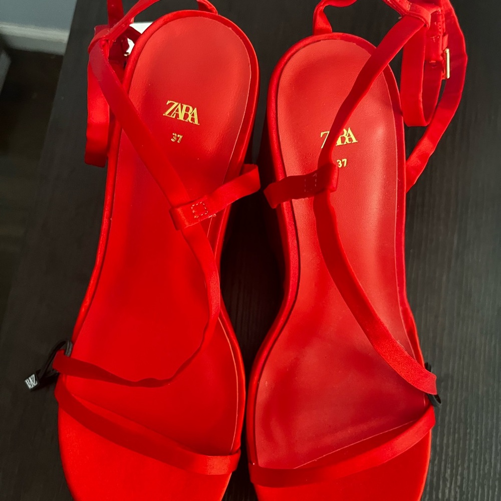 Zara Wedges Satin Heels Brand New